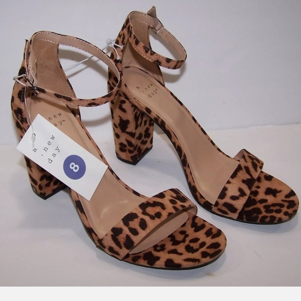 A new day, size 8 leopard print shoes brown